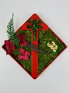Décoration Florale Stabilisée - Croix Bronze Rouge