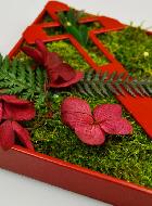 Décoration Florale Stabilisée - Croix Bronze Rouge