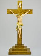 Crucifix du Christ Peint à la Main et Bois Brun - 30 cm