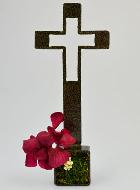 Crucifix en Bronze - Décoration Florale Stabilisée 20cm