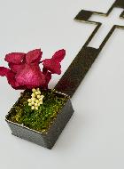Crucifix en Bronze - Décoration Florale Stabilisée 20cm