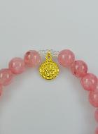 Bracelet Religieux en Pierres d'Agate Rose - Médaille St Benoît et Croix