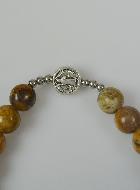 Bracelet Religieux en Pierres d'Agate - Médaille St Benoît & Sainte Famille