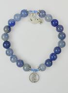 Bracelet en Pierres Naturelles de Calcedoine - Vierge Marie & Saint Esprit