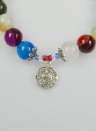 Bracelet Religieux en Pierre d'Agate Colorée - Miraculeuse et St Benoît