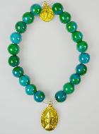 Bracelet Religieux en Pierre de Chrysocolle - Miraculeuse et St Benoît