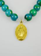 Bracelet Religieux en Pierre de Chrysocolle - Miraculeuse et St Benoît