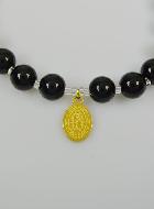 Bracelet Religieux en Pierre d'Obsidienne - ND de Guadalupe et St Benoît