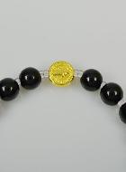 Bracelet Religieux en Pierre d'Obsidienne - ND de Guadalupe et St Benoît