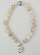 Bracelet Religieux en Pierre d'Agate Rose - St Benoît et Ste Famille