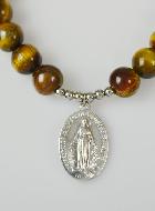 Bracelet Religieux en Pierre d'Oeil de Tigre - Miraculeuse & St Esprit