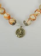 Bracelet Religieux en Pierre d'Agate Marbrée - St Michel & Croix