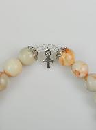 Bracelet Religieux en Pierre d'Agate Marbrée - St Michel & Croix