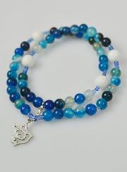 Chapelet en Pierres Naturelles d'Agate Bleue - Esprit Saint