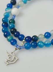Chapelet en Pierres Naturelles d'Agate Bleue - Esprit Saint