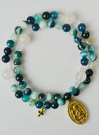 Bracelet Chapelet en Pierres d'Agate Verte - Saint Joseph