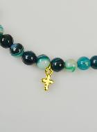 Bracelet Chapelet en Pierres d'Agate Verte - Saint Joseph