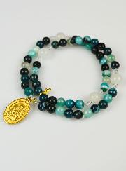 Chapelet en Pierres Naturelles d'Agate Verte - Saint Joseph