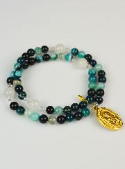Chapelet en Pierres Naturelles d'Agate Verte - Saint Joseph