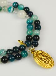 Chapelet en Pierres Naturelles d'Agate Verte - Saint Joseph