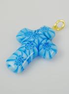 Pendentif Croix en Verre de Murano Bleu
