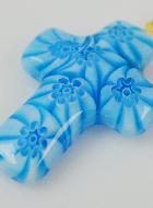Pendentif Croix en Verre de Murano Bleu