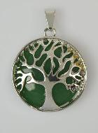 Pendentif Arbre de Vie & Pierre d'Aventurine - Argenté