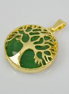 Pendentif Arbre de Vie & Pierre d'Aventurine - Doré