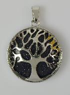 Pendentif Arbre de Vie & Pierre de Goldstone - Argenté