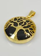 Pendentif Arbre de Vie & Pierre de Goldstone - Doré