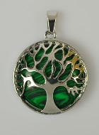 Pendentif Arbre de Vie & Pierre de Malachite - Argenté