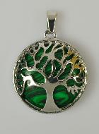 Pendentif Arbre de Vie & Pierre de Malachite - Argenté