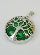 Pendentif Arbre de Vie & Pierre de Malachite - Argenté