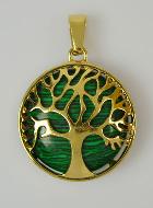 Pendentif Arbre de Vie & Pierre de Malachite - Doré