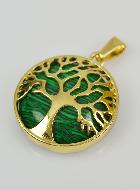 Pendentif Arbre de Vie & Pierre de Malachite - Doré