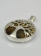Pendentif Arbre de Vie & Pierre Oeil de Tigre - Argenté