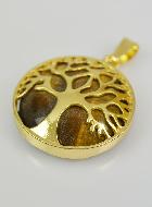 Pendentif Arbre de Vie & Pierre Oeil de Tigre - Doré