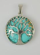 Pendentif Arbre de Vie & Pierre de Turquoise - Argenté