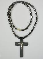 Collier Religieux avec Croix en Hématite - 45cm