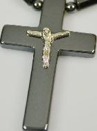 Collier Religieux avec Croix en Hématite - 45cm