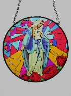 Icône Vitrail en Verre de la Vierge Miraculeuse - 12cm