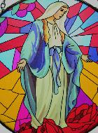 Icône Vitrail en Verre de la Vierge Miraculeuse - 12cm