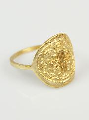 Bague Croix du Christ Sculptée - Plaqué Or - Taille 60