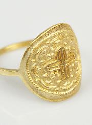 Bague Croix du Christ Sculptée - Plaqué Or - Taille 60