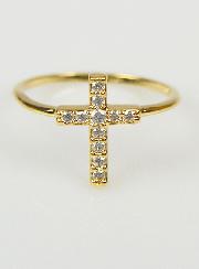 Bague Religieuse Croix & Diamants - Taille 48