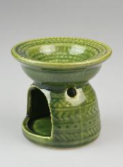 Brûle-Parfum en Céramique Décor Relief - Vert