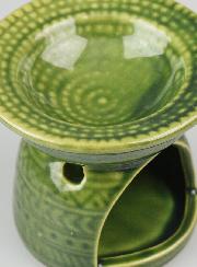 Brûle-Parfum en Céramique Décor Relief - Vert