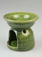 Diffuseur à Huile en Céramique Décor Relief - Vert Olive