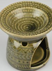 Brûle-Parfum en Céramique Décor Relief - Gris