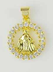 Médaille Miraculeuse Ronde Cerclage Zirconium - 16mm